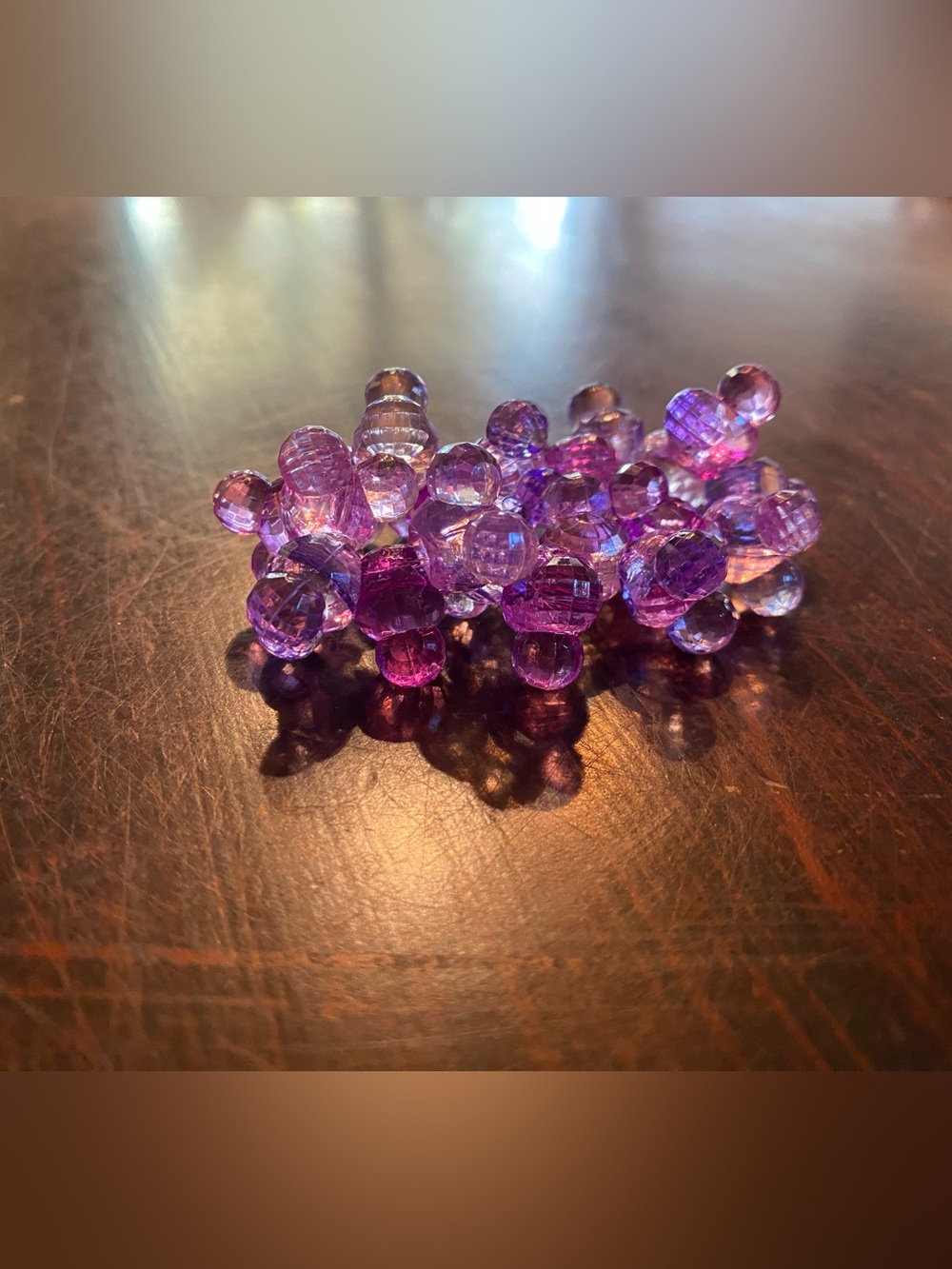 Vintage Disney Parks Purple Mickey Mouse Head Ears Bead Acrylic Stretch Bracelet